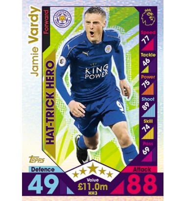 TOPPS MATCH ATTAX PREMIER LEAGUE 2016-2017 HAT-TRICK HERO Jamie Vardy (Leicester City)